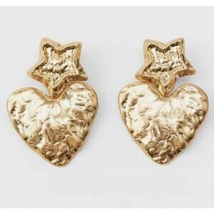 ZARA STATEMENT STAR & HEARTS COLLECTION EARRINGS GOLD